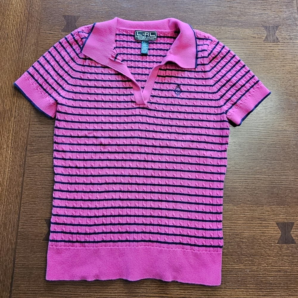 Lauren Active Ralph Lauren Short Sleeve Polo Sweater Large